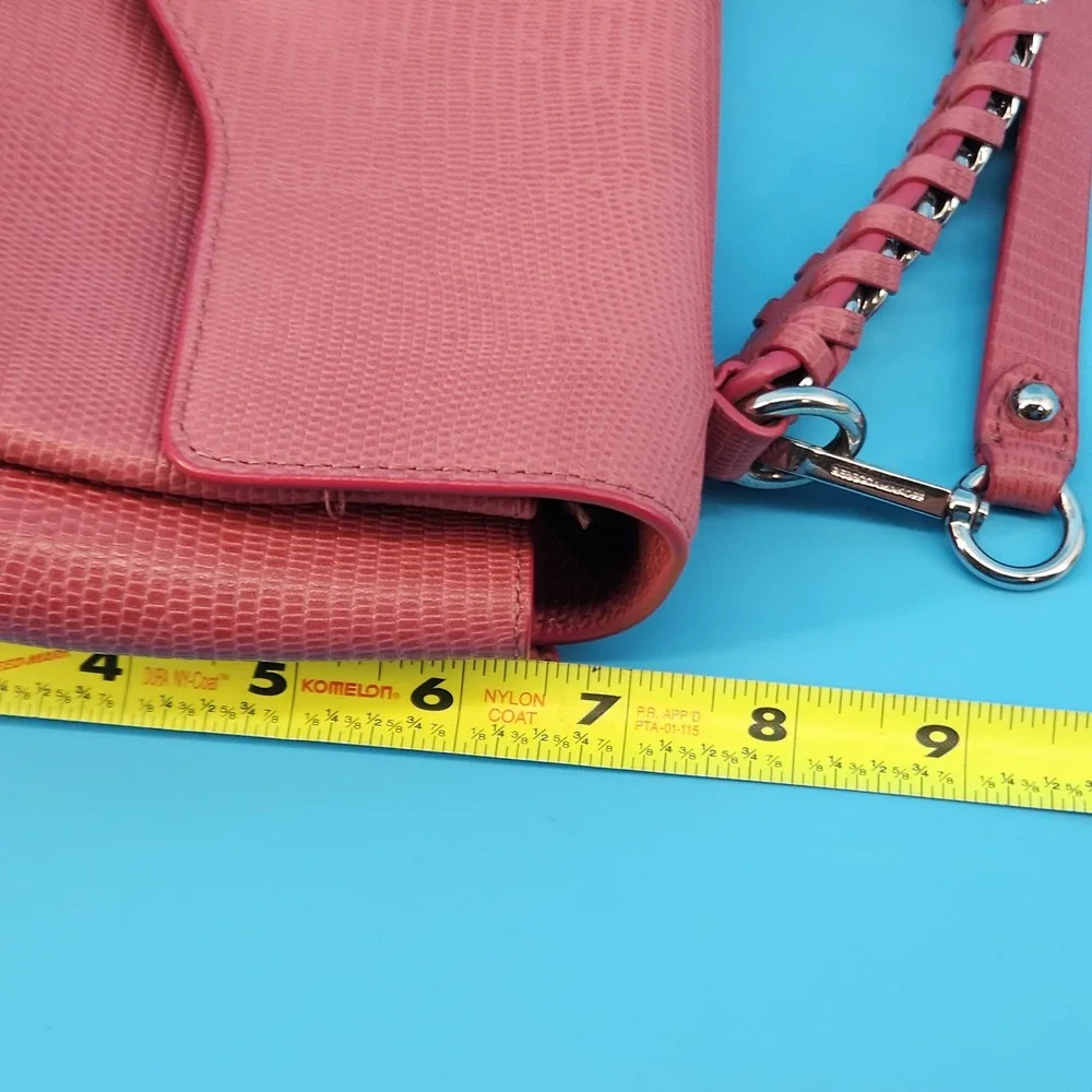 Rebecca Minkoff Pink Lizard Embossed Leather Crossbody Satchel Chain Handle